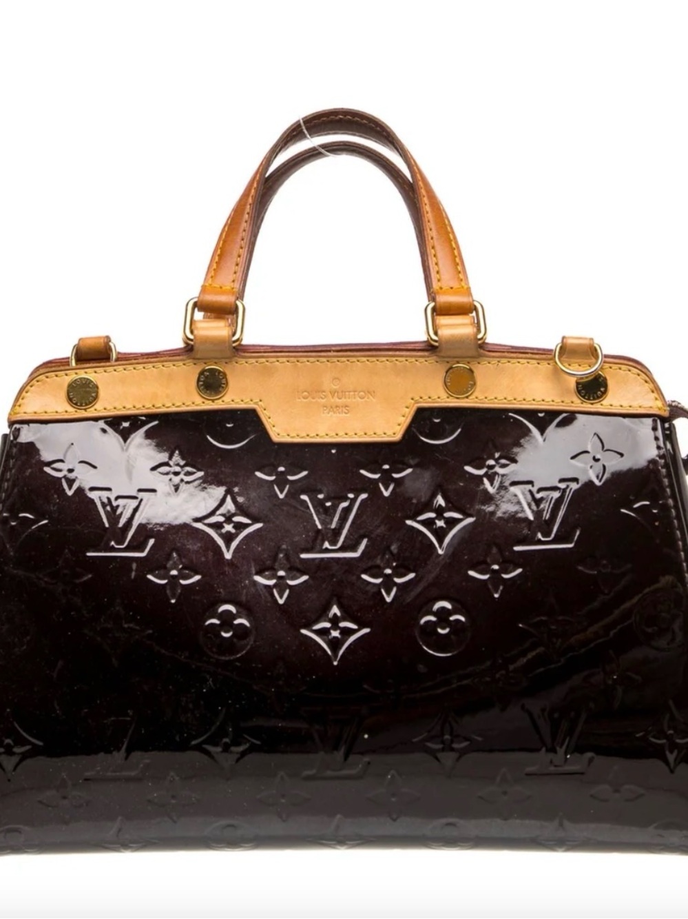 Louis Vuitton Dark purple Vernis and Tan brea pm